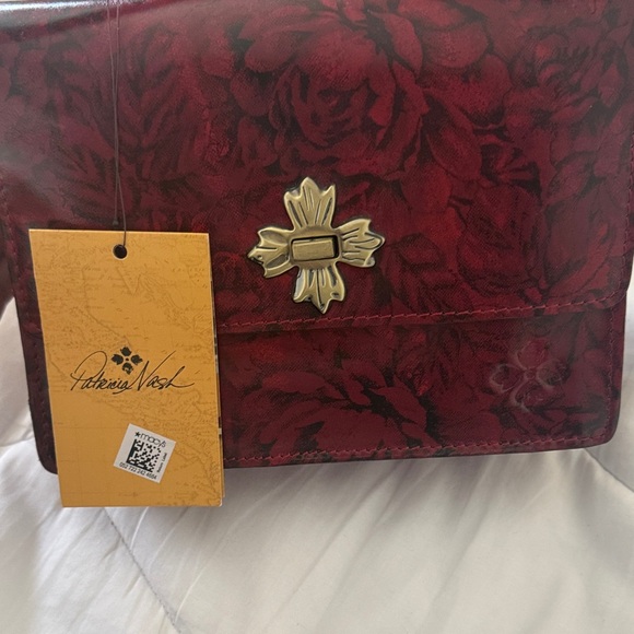 Patricia Nash Burgundy Floral Crossbody Bag - Picture 1 of 3